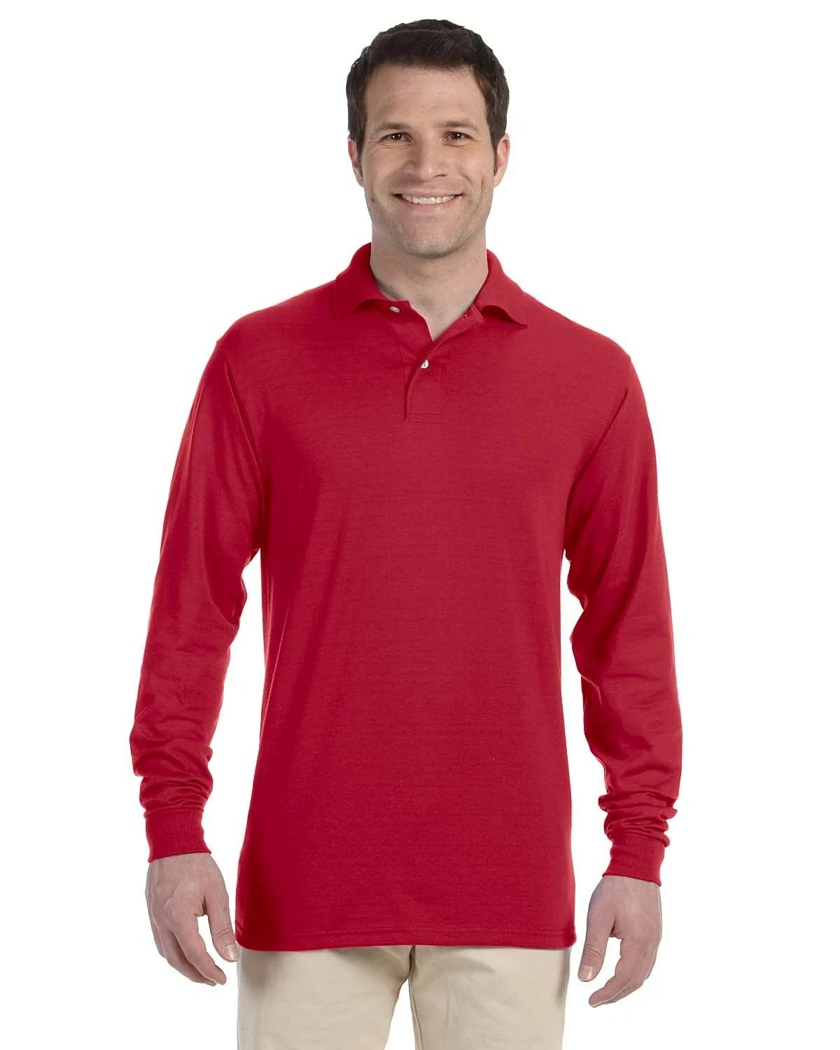 Jerzees Men’s Long Sleeve Polo with SpotShield 437ML, S-2XL Polos, 50/50 Blend
