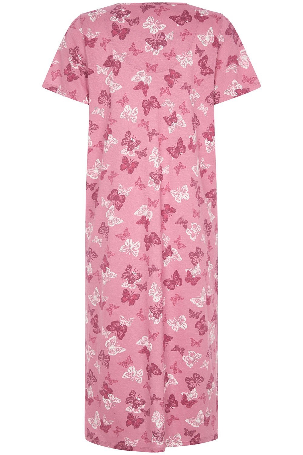 Bon Marche Size 12/14 Pink Butterfly Cotton Short Sleeve V Neck Nightdress New