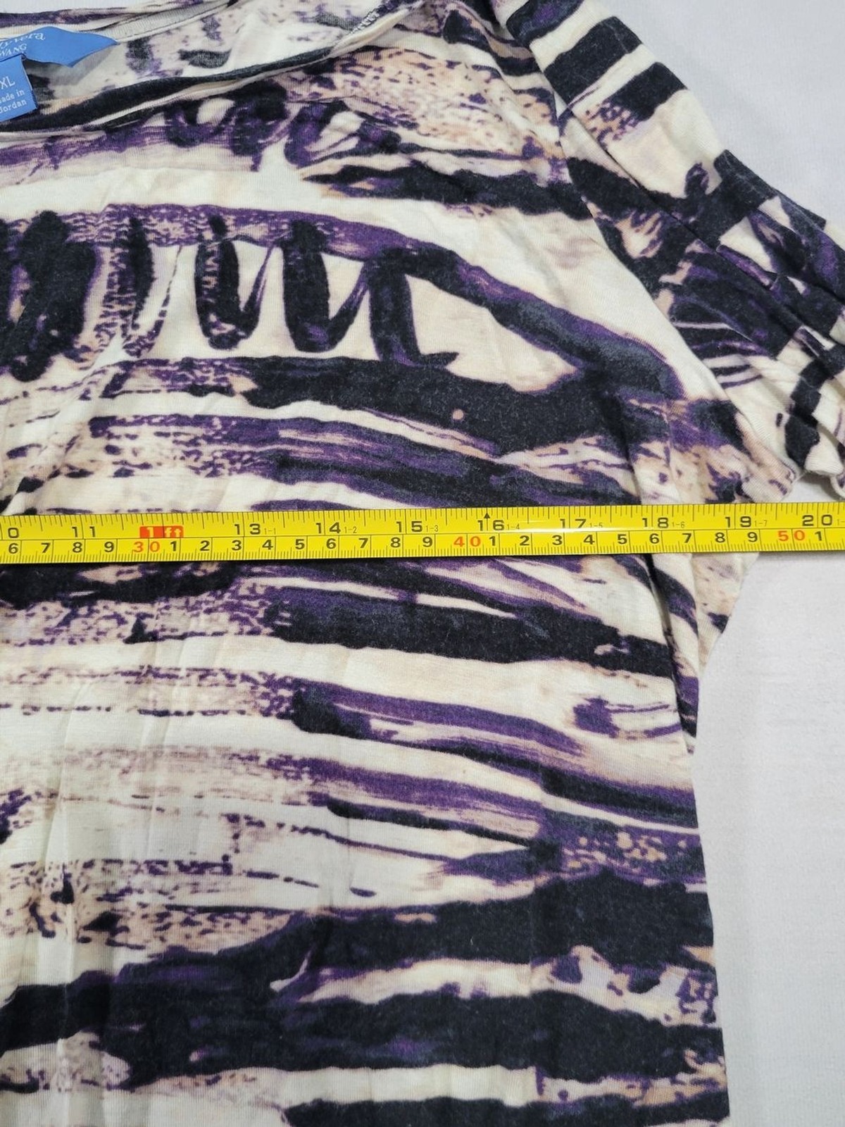 Simply Vera Vera Wang Long Sleeve Abstract Print Top in Black, Cream & Purple