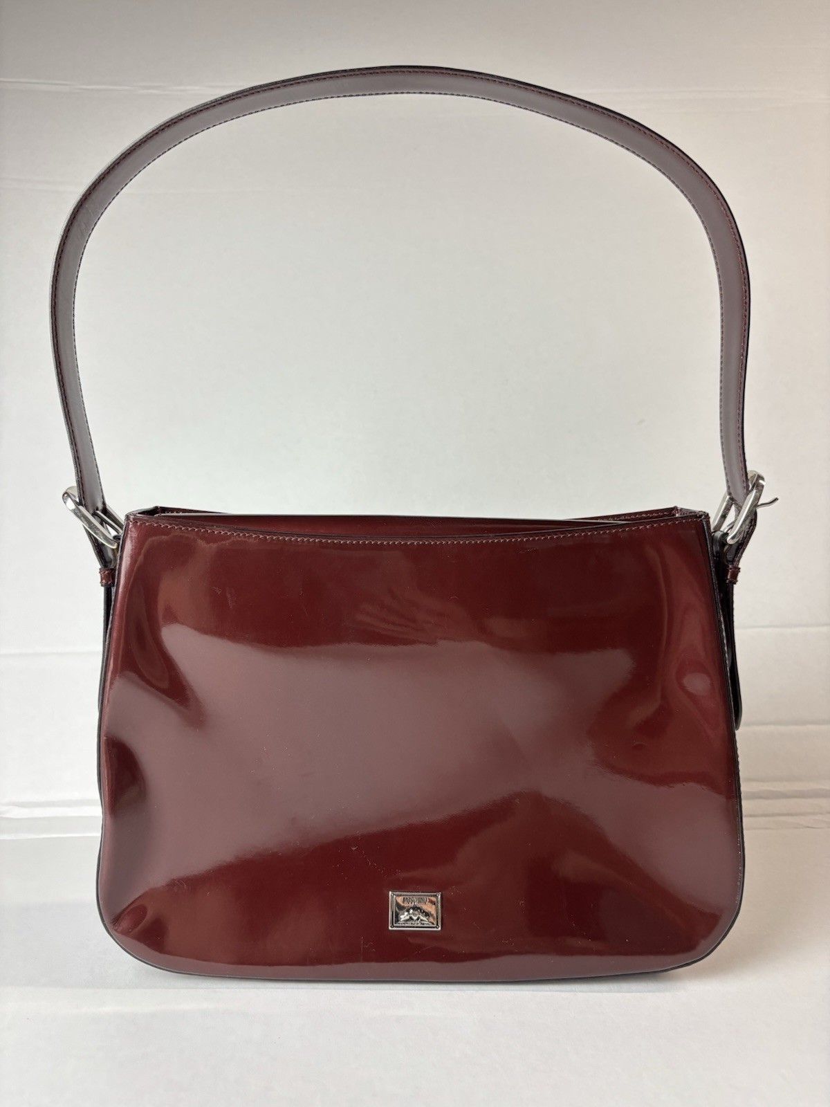 VINTAGE MOSCHINO REDWALL LEATHER PATENT BURGUNDY BAG