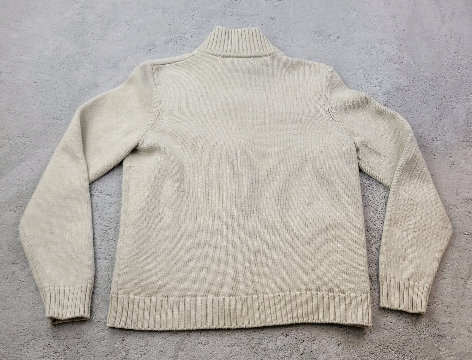 Lauren Ralph Lauren Full Zip Cardigan Sweater Womens Medium Beige Knit Pockets