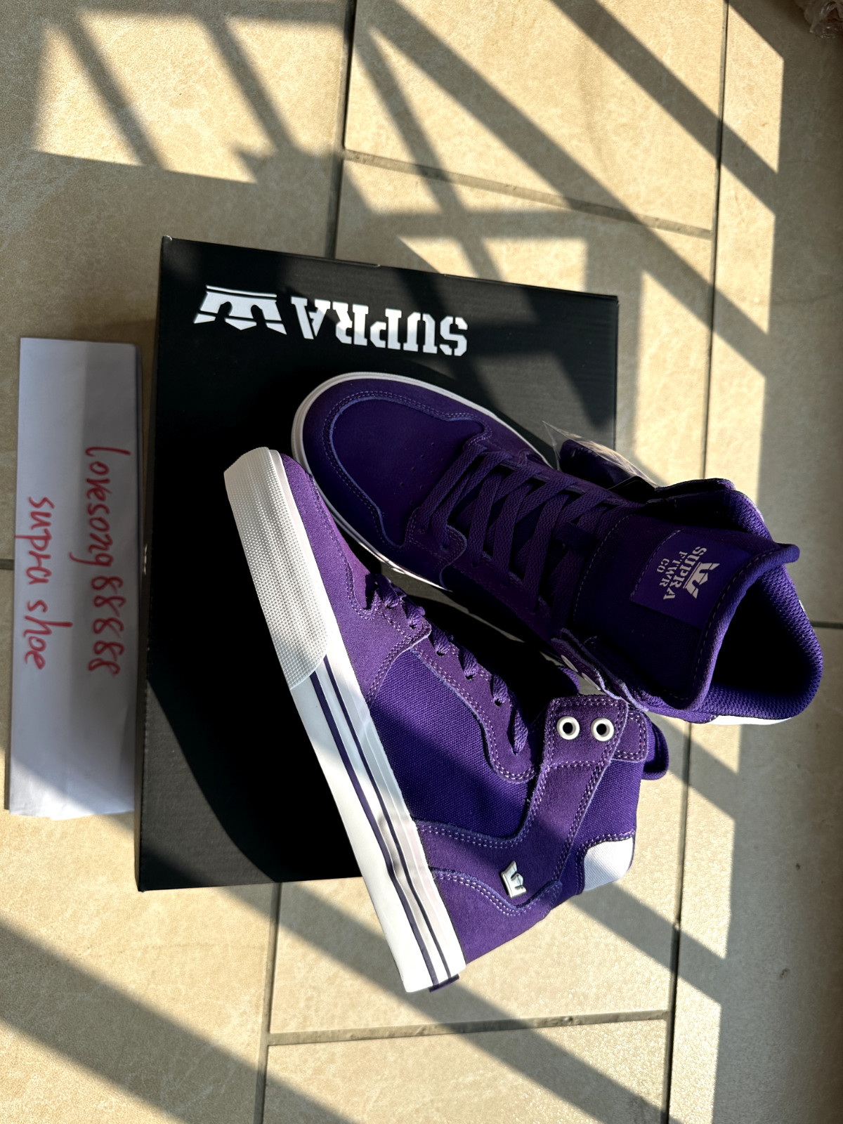Lovesong Supra Vaider Purple Suede Canvas Mens High Top Skate Shoes