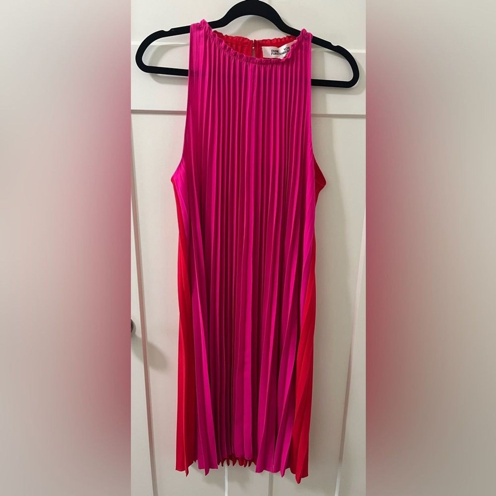 Diane von Furstenberg Amberly Mini Dress Hot Pink / Watermelon Red Size 12 NWT