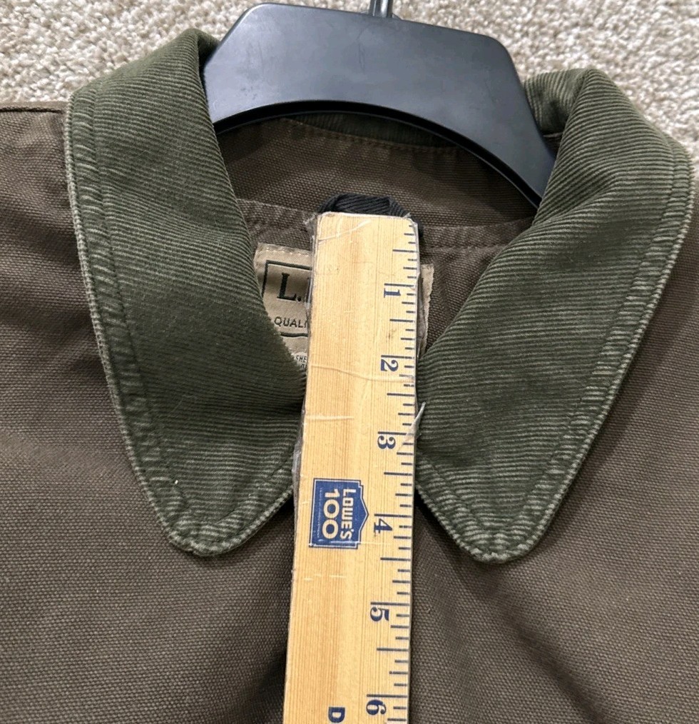 LL Bean Mens Size XLT TALL Brown Canvas Lined Insulated Barn Chore Coat Jacket