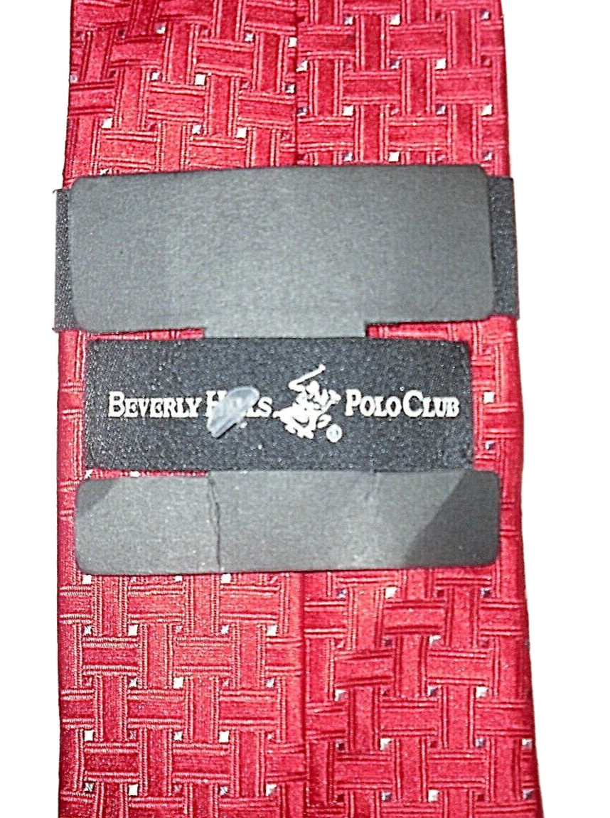 Beverly Hills Polo Club Tie Red Silk 3 1/8 Wide Tiny Polka Dot Necktie