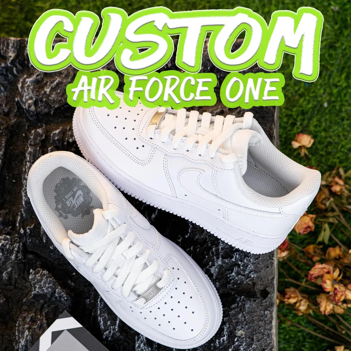 Air Force 1 Custom Rose ‘Blue Bloom’ Floral Shoes Mens 8 8.5 9 9.5 10 10.5 11 12