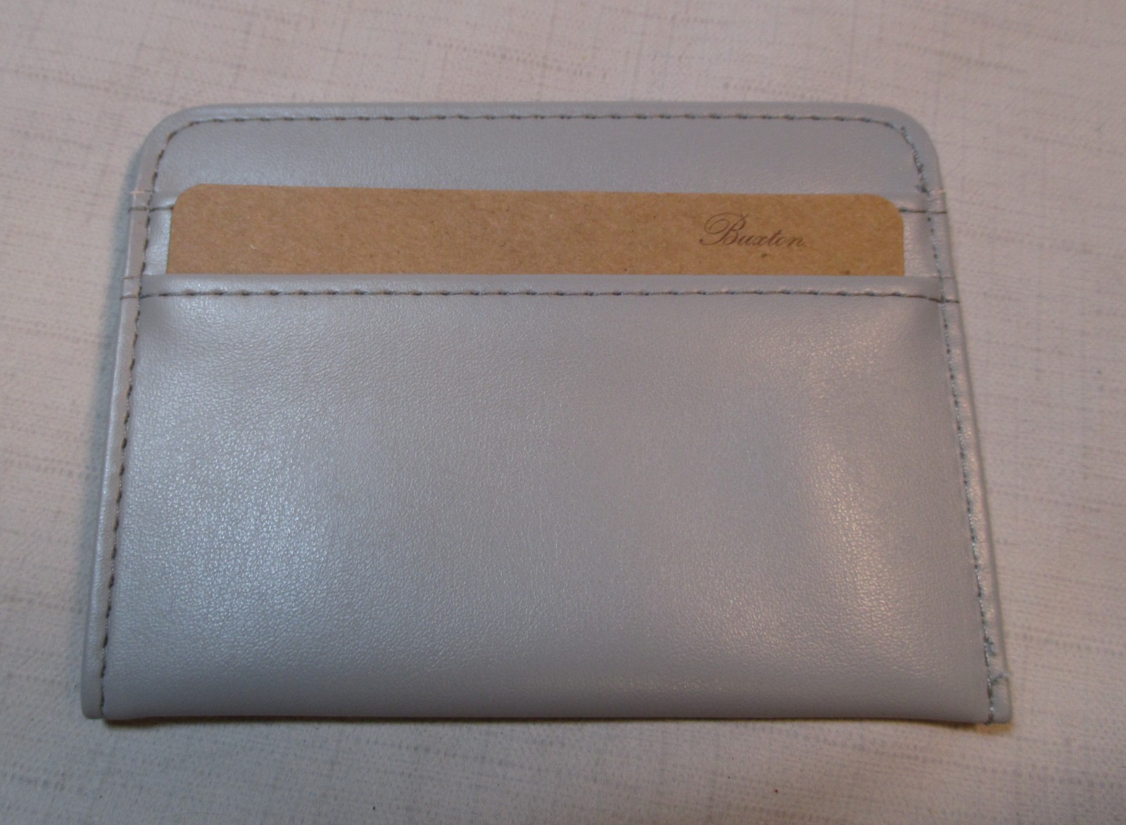 Buxton Gray Leather Card Case ID Coin Wallet Compact Wallet