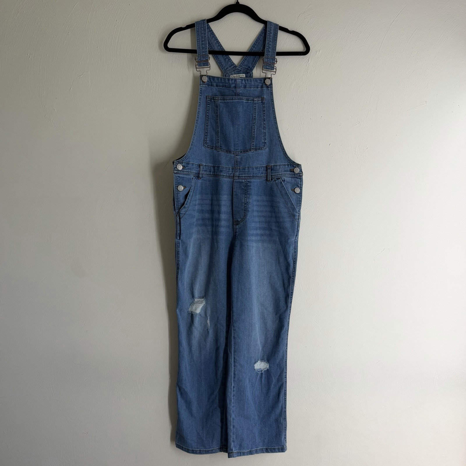 Y2K Charlotte by Cato denim bib overalls straight leg gardening womens 16 XL