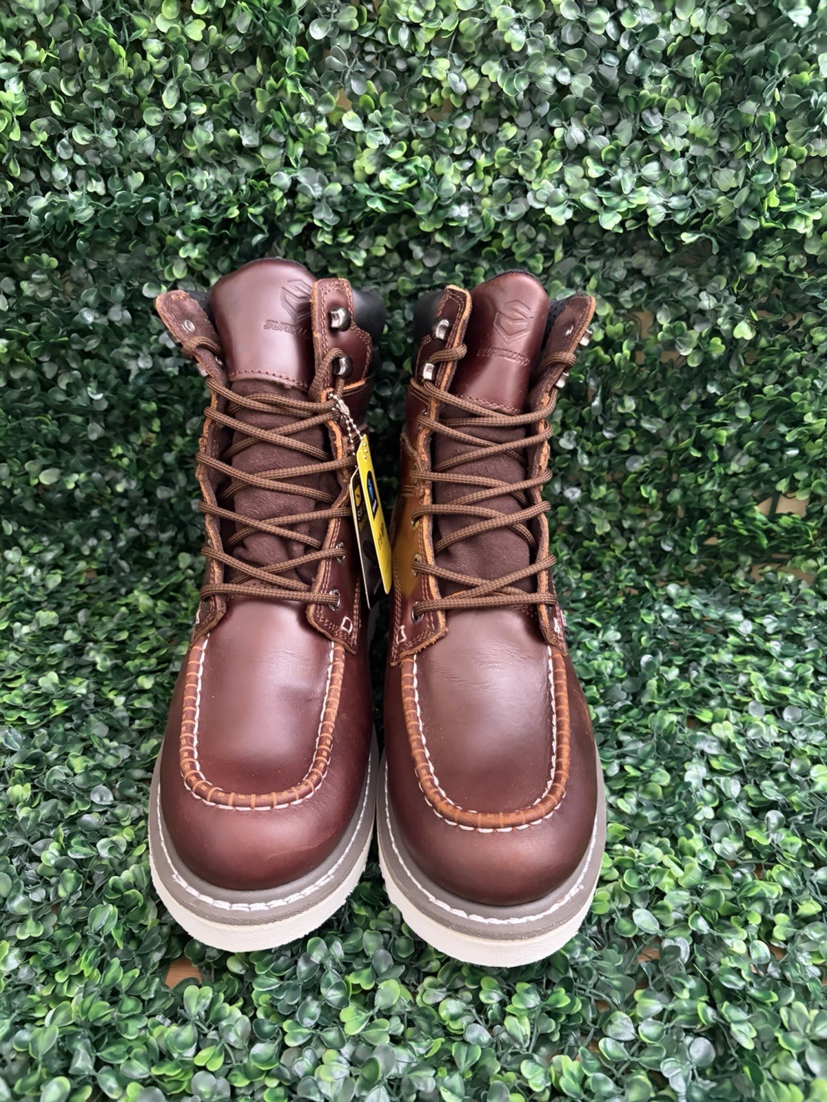 SUREWAY Waterproof Soft Toe Red/Wine Leather Work Boots 619-WP Mens Size 8.5