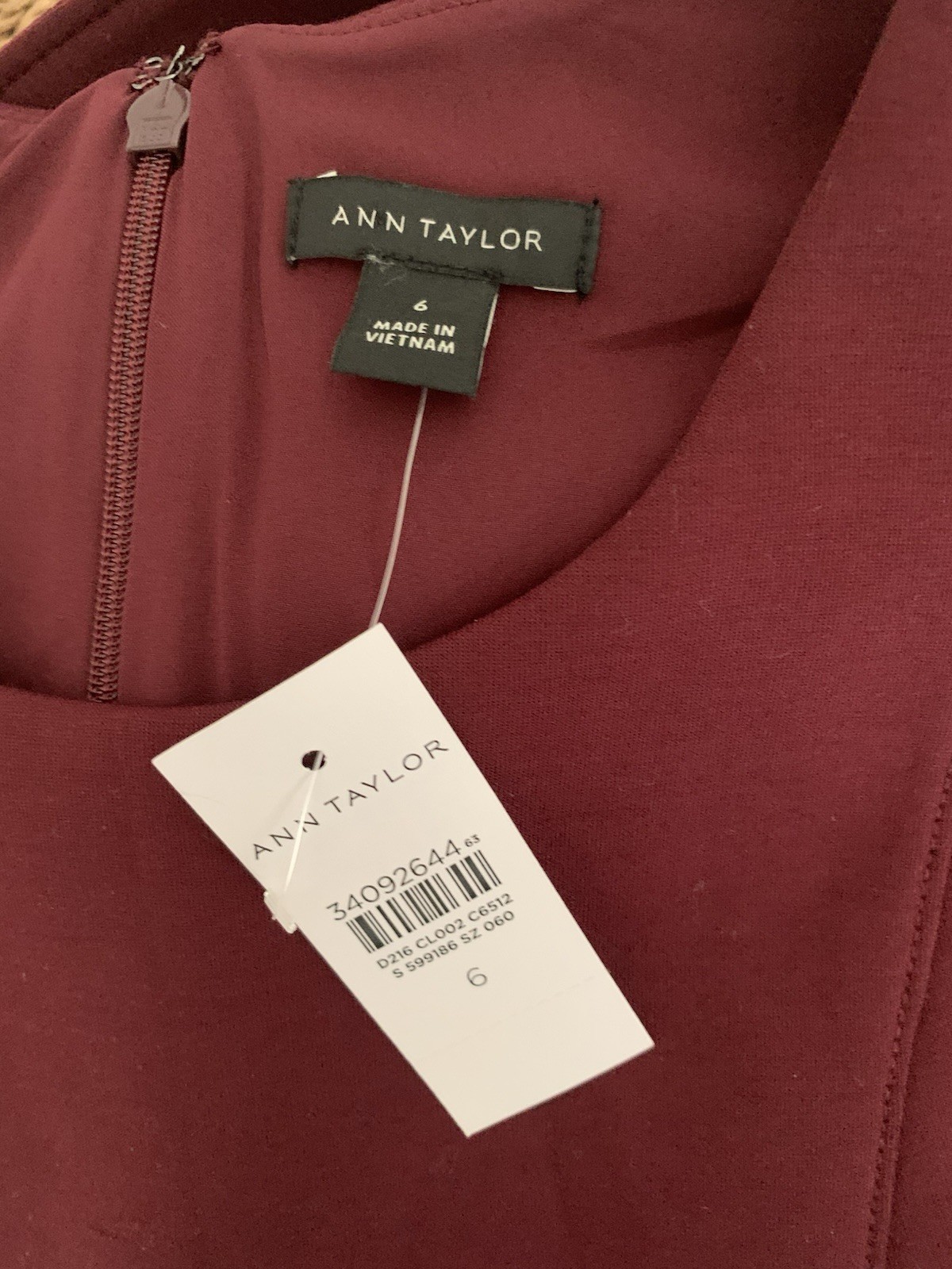 NWT Ann Taylor Size 6 Burgundy Belted Sleeveless Sheath Dress Career Office
