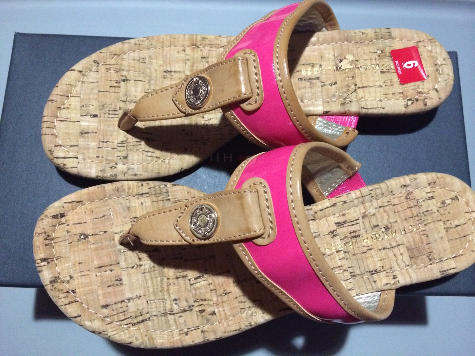 Tommy Hilfiger Pink Bradley Faux Leather Sandals Flat(0 to 1/2 In.) SZ 6 Medium