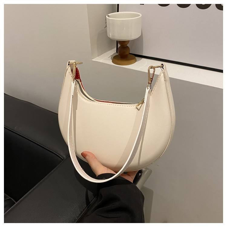 Luxury Moon Shape Shoulder Bag Womens Designer Style Baseball Handbag Purse