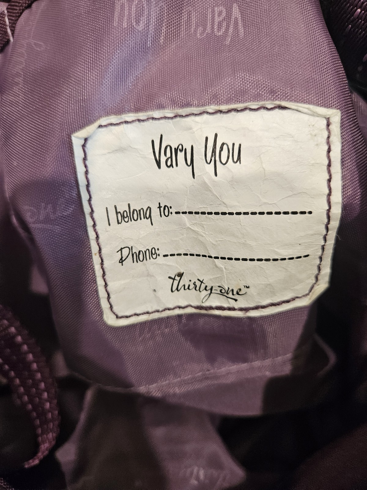 Thirty-One Vary You Versatile Bag/Purse Purple Circle Quilted Large