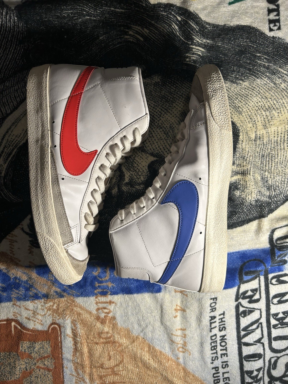 Nike Blazer Mid ’77 White Habanero Red Medium Blue, Size 10, slightly used , box