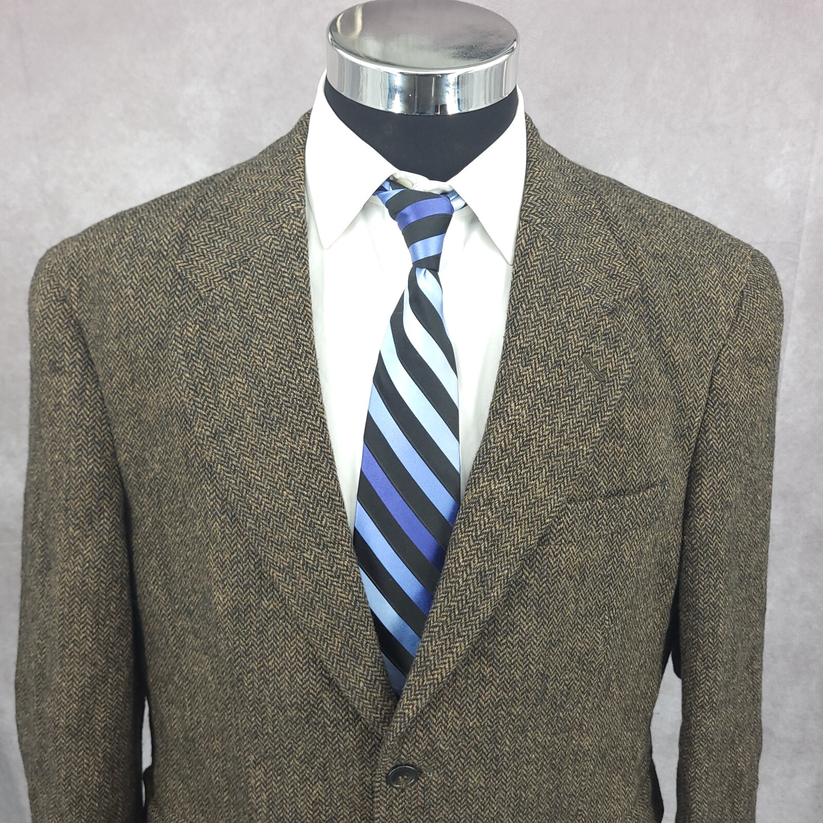 Deansgate Sports Coat Mens 42 Short Herringbone Lambswool Blazer Jacket 2 B Vtg