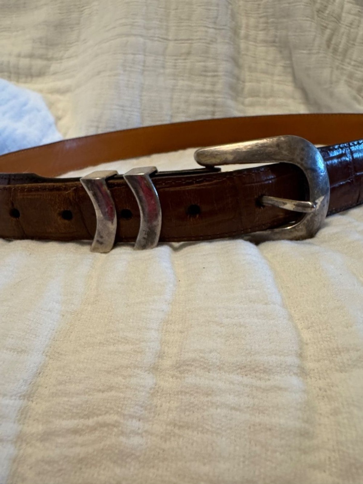 Onyx by Brighton Brown Croc-embossed Leather Belt Size 36