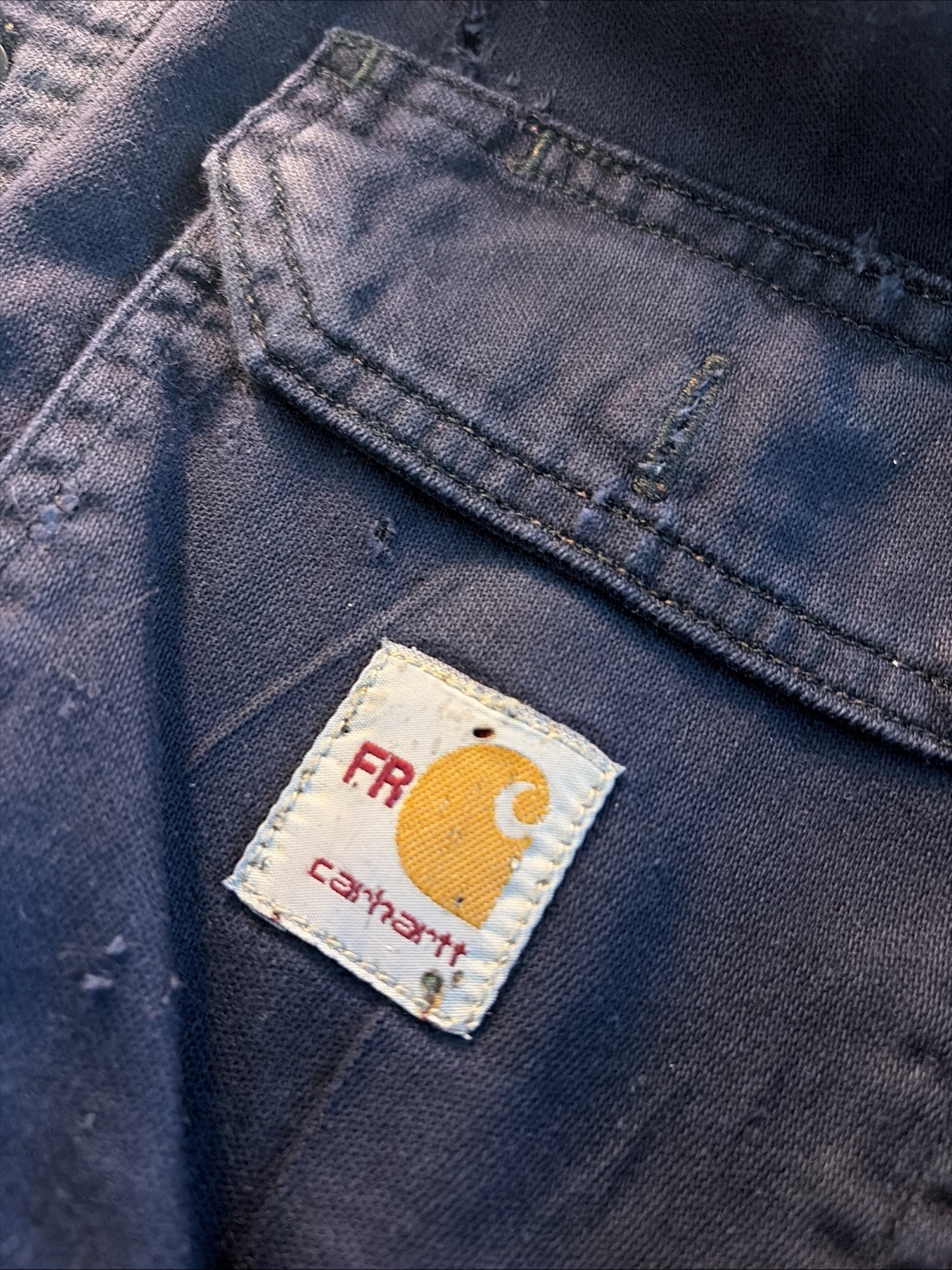 Carhartt FR Men’s Blue Long Sleeve Button-Up Work Shirt Size M Tall