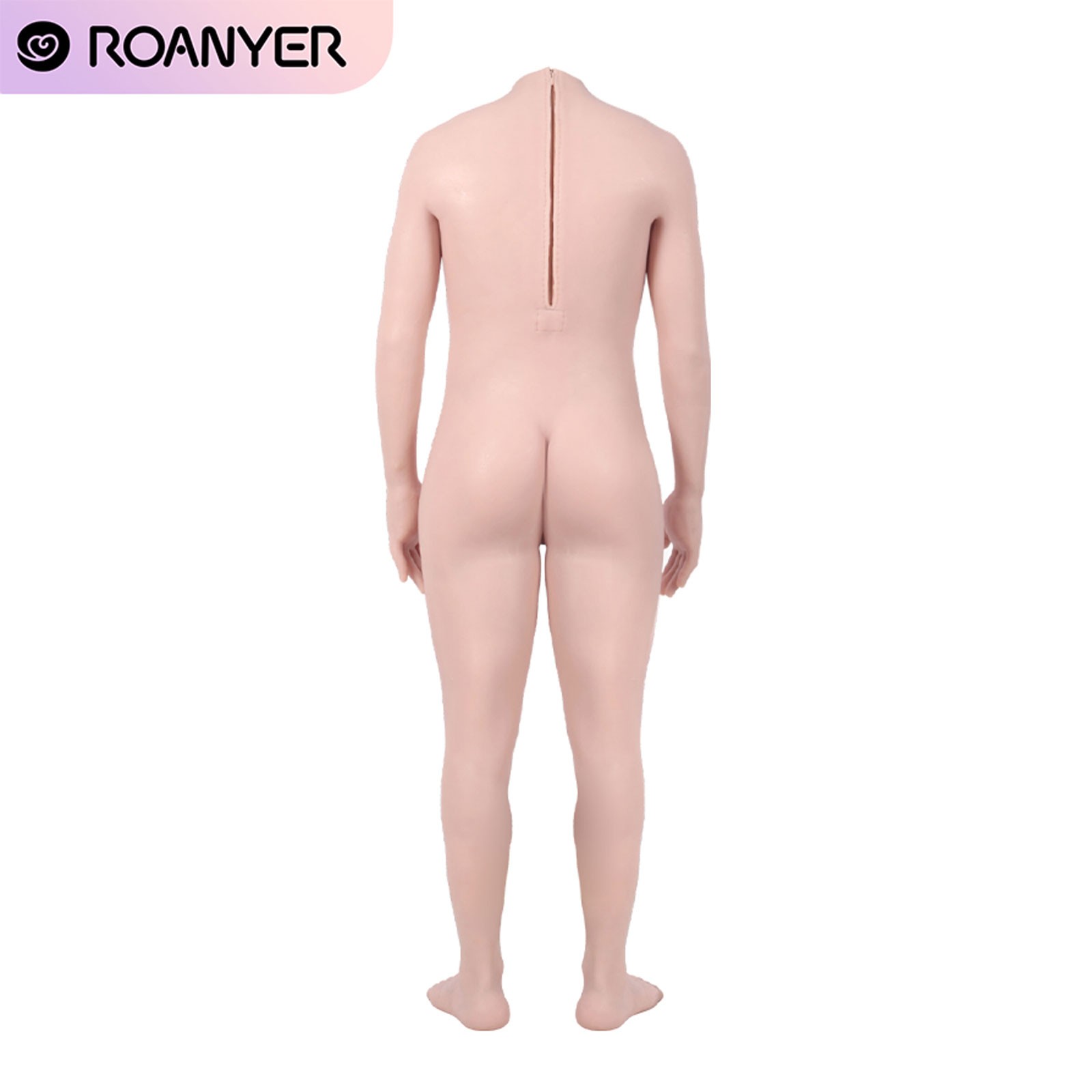 Roanyer Silicone Bodysuit with D Cup Fake Boob Integrated Hands Feet with Zipper