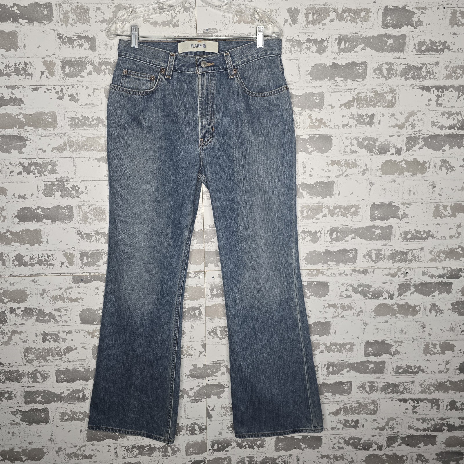 Gap Jeans Womens 12 Reg Flare Leg Stonewash Vintage Y2K 100% Cotton Blue Denim