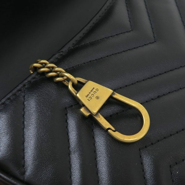 Gucci GG Marmont Half Moon Chain Shoulder Bag Black Leather Quilted 746431