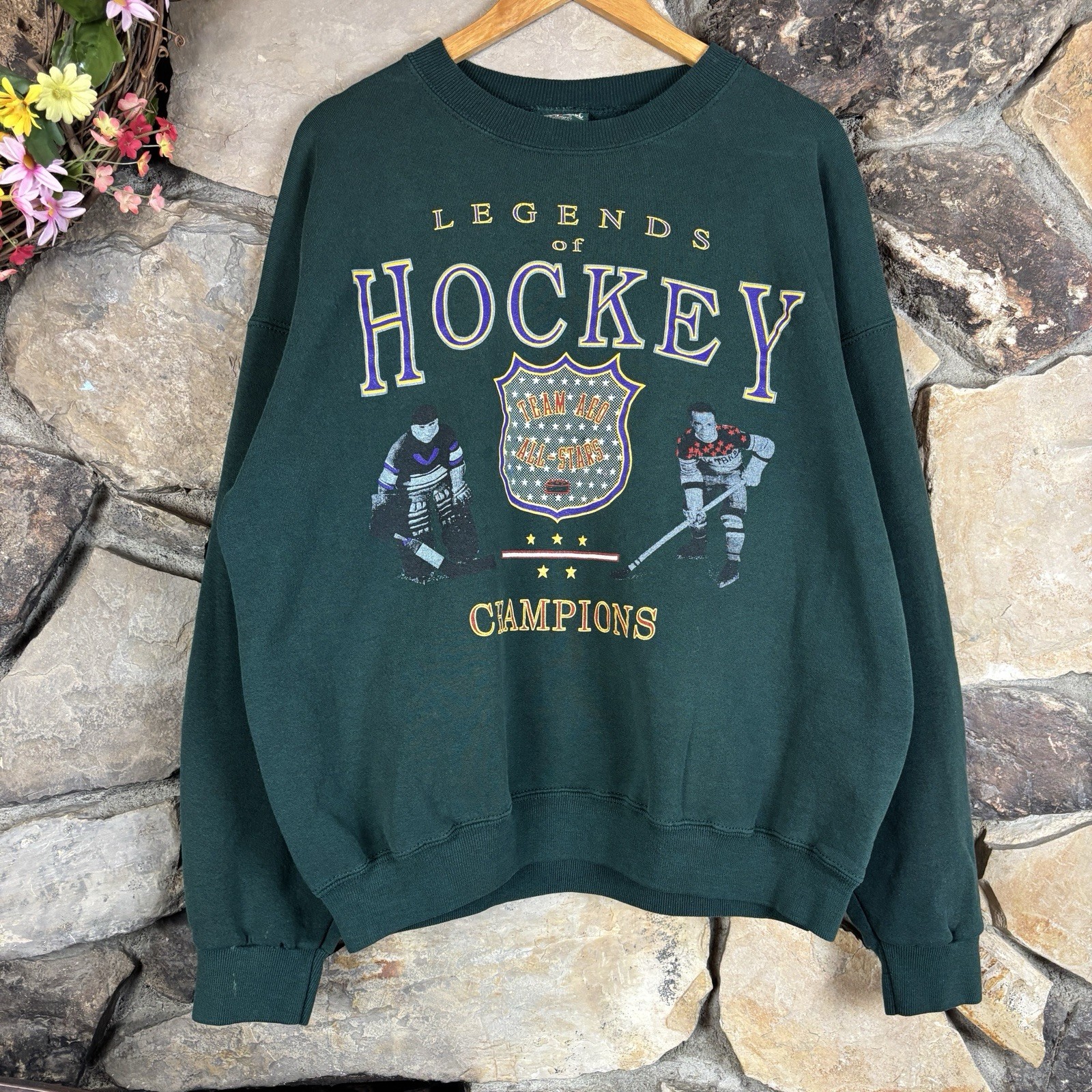 Vintage 90s American Eagle XL Legends Of Hockey Champions Crewneck Sweatshirt