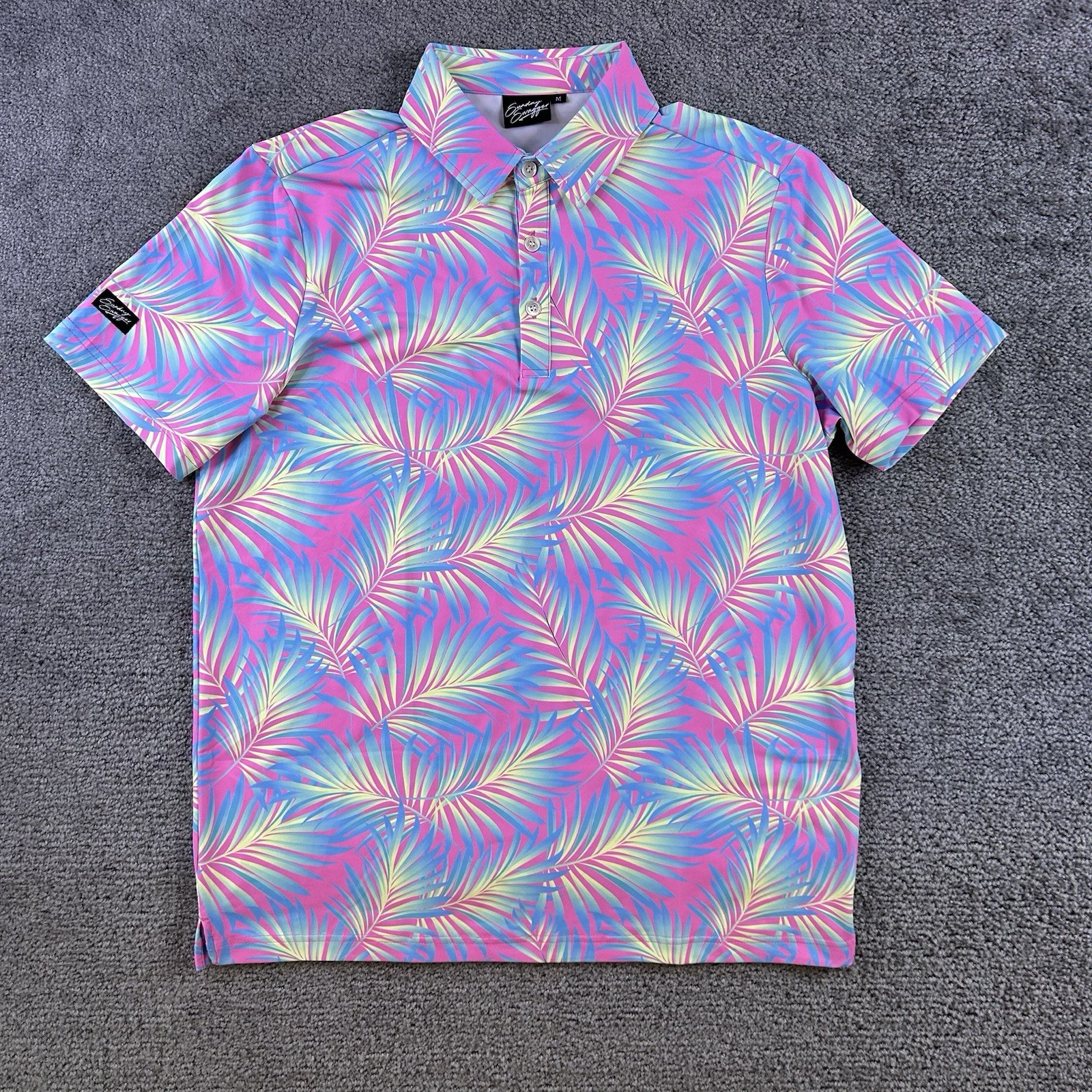 Sunday Swagger Maldives Men’s Medium Polo Shirt Short Sleeve Performance Floral