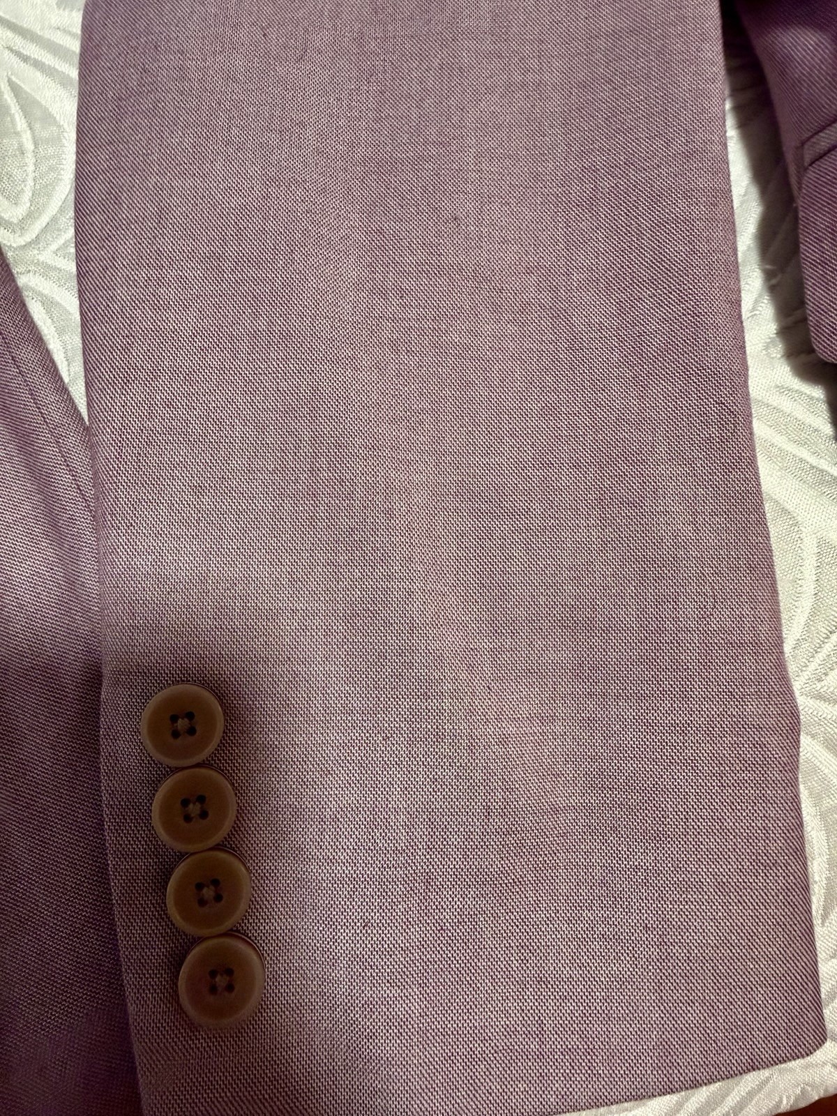 Ben Sherman Men’s Purple Solid 2-Piece Suit 38R Single-Breasted Pleated