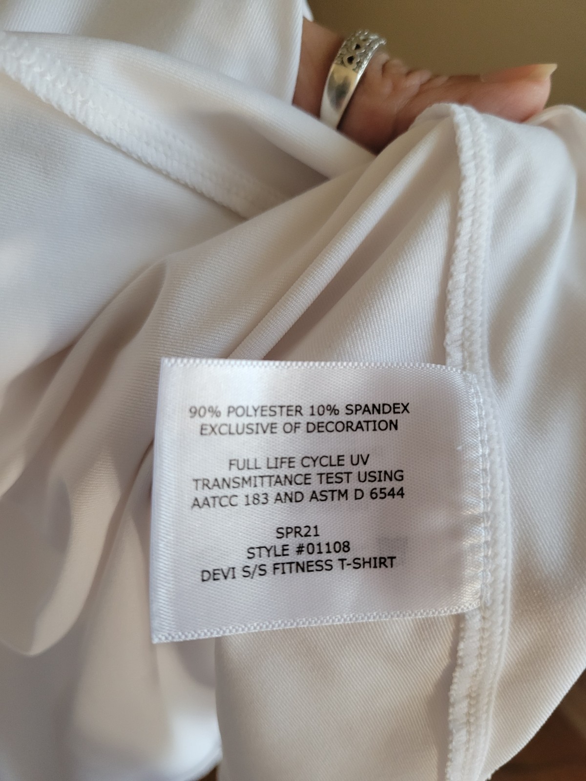 Coolibar UPF50 Top Devi Short Sleeve Fitness Shirt White Athlon Fabric Small New