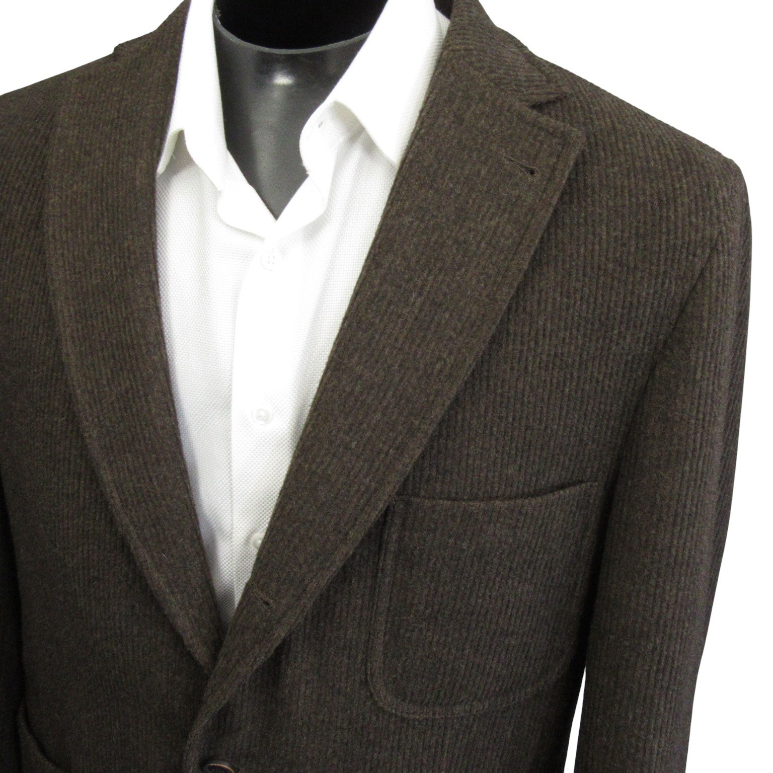 Kroon Tweed Sport Coat 46L 3 Button Brown Textured Stripe Unstructured 2 Vent