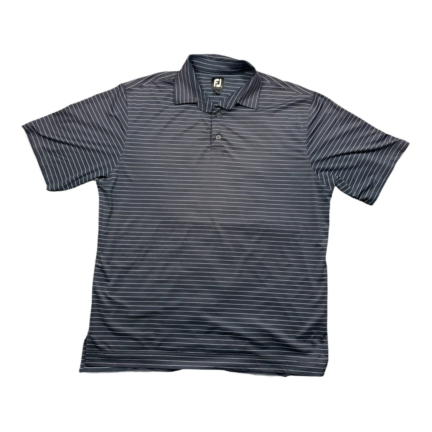 FootJoy Lisle Shirting Stripe Performance Golf Polo XL Navy Blue XL