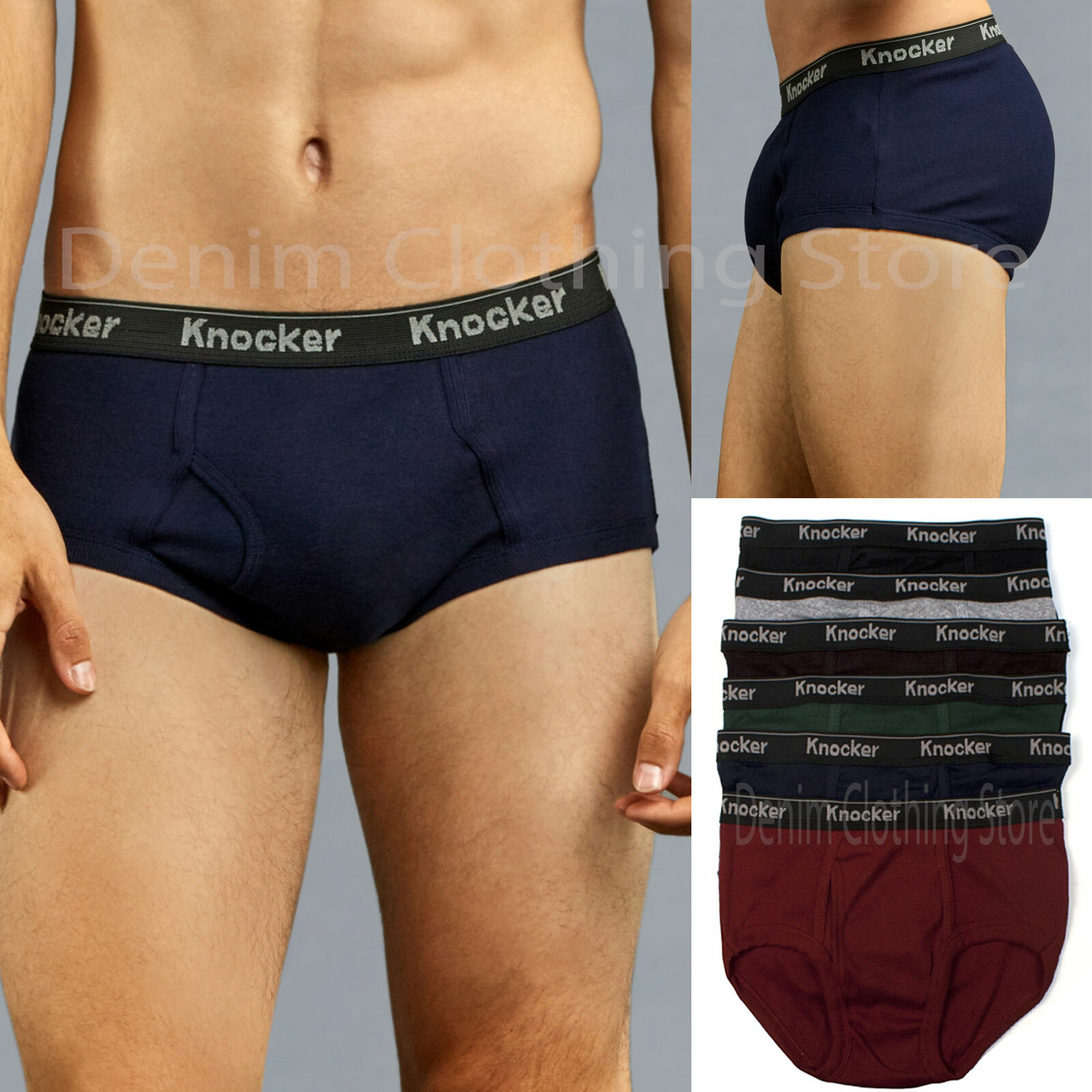 Lot 3 6 12 Pack Knocker Men’s 100% Cotton Jacquard Elastic Band Briefs Underwear