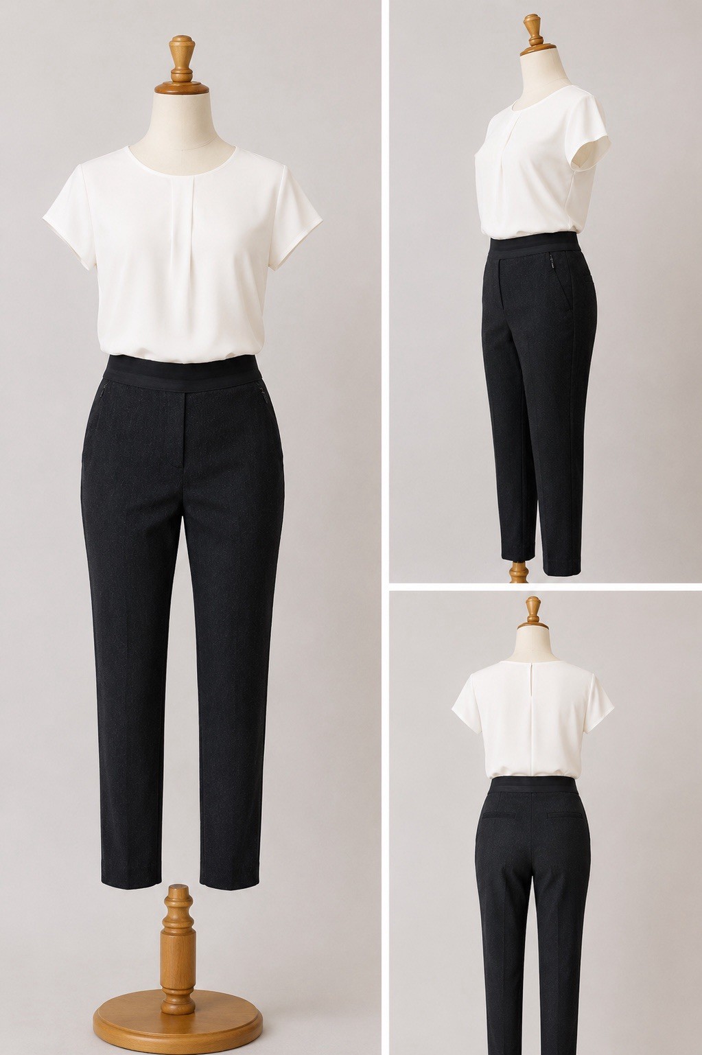 H&M Dark Gray Tapered Ankle Pants Women’s US 8 Career Office Stretch Zip Pocket
