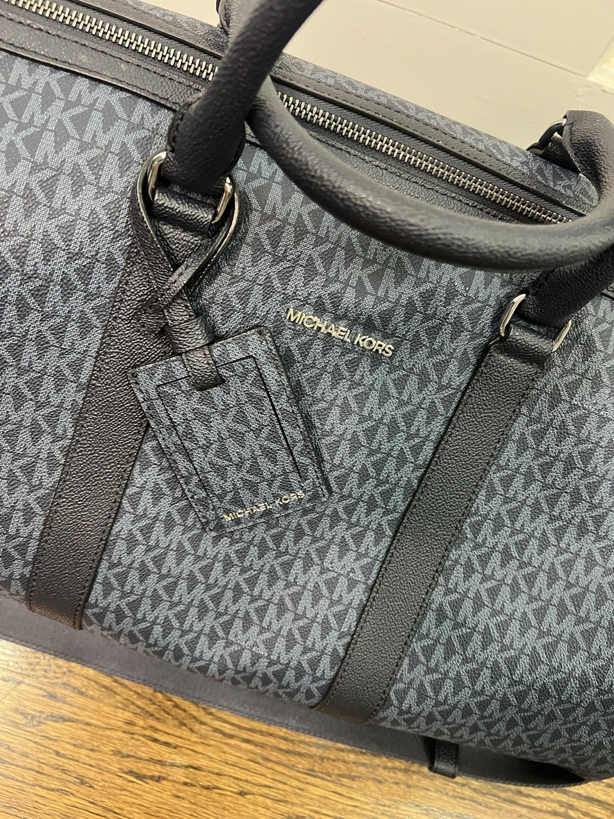 Michael Kors Mens Harrison Logo Admiral Blue Weekender Travel Duffle Bag