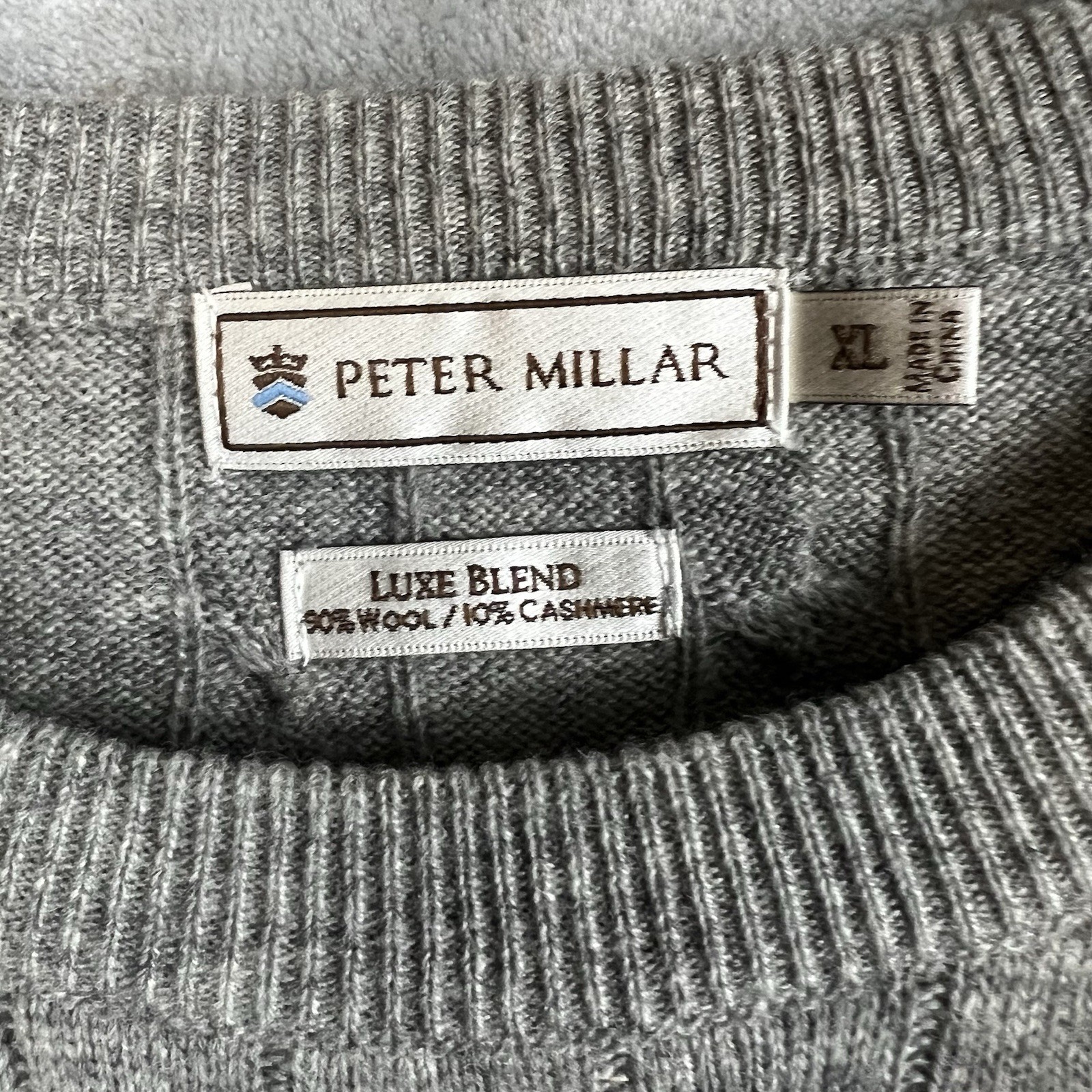 Peter Miller Sweater Luxe Blend 90% Wool 10% Cashmere XL Crewneck Cable Knit