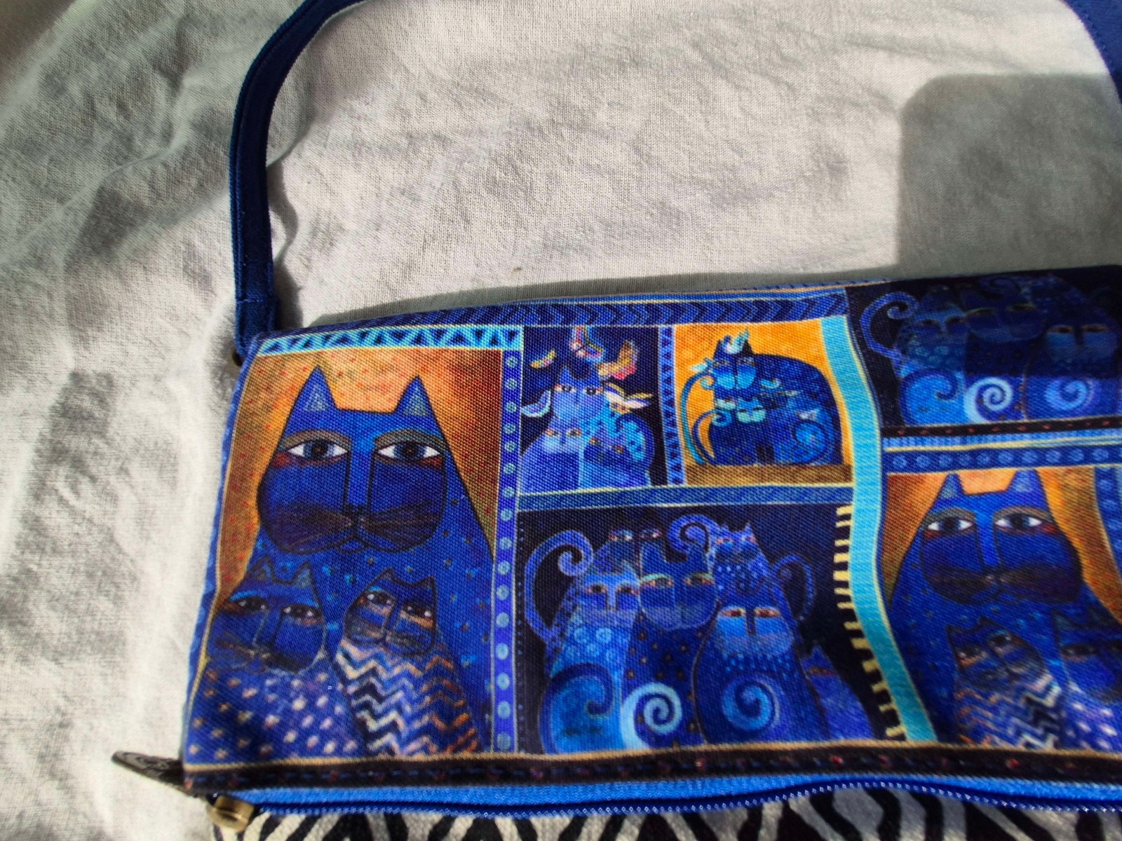 Laurel Burch FLAP CLUTCH Indigo Cats Butterflies Accents Bag Handbag 2015