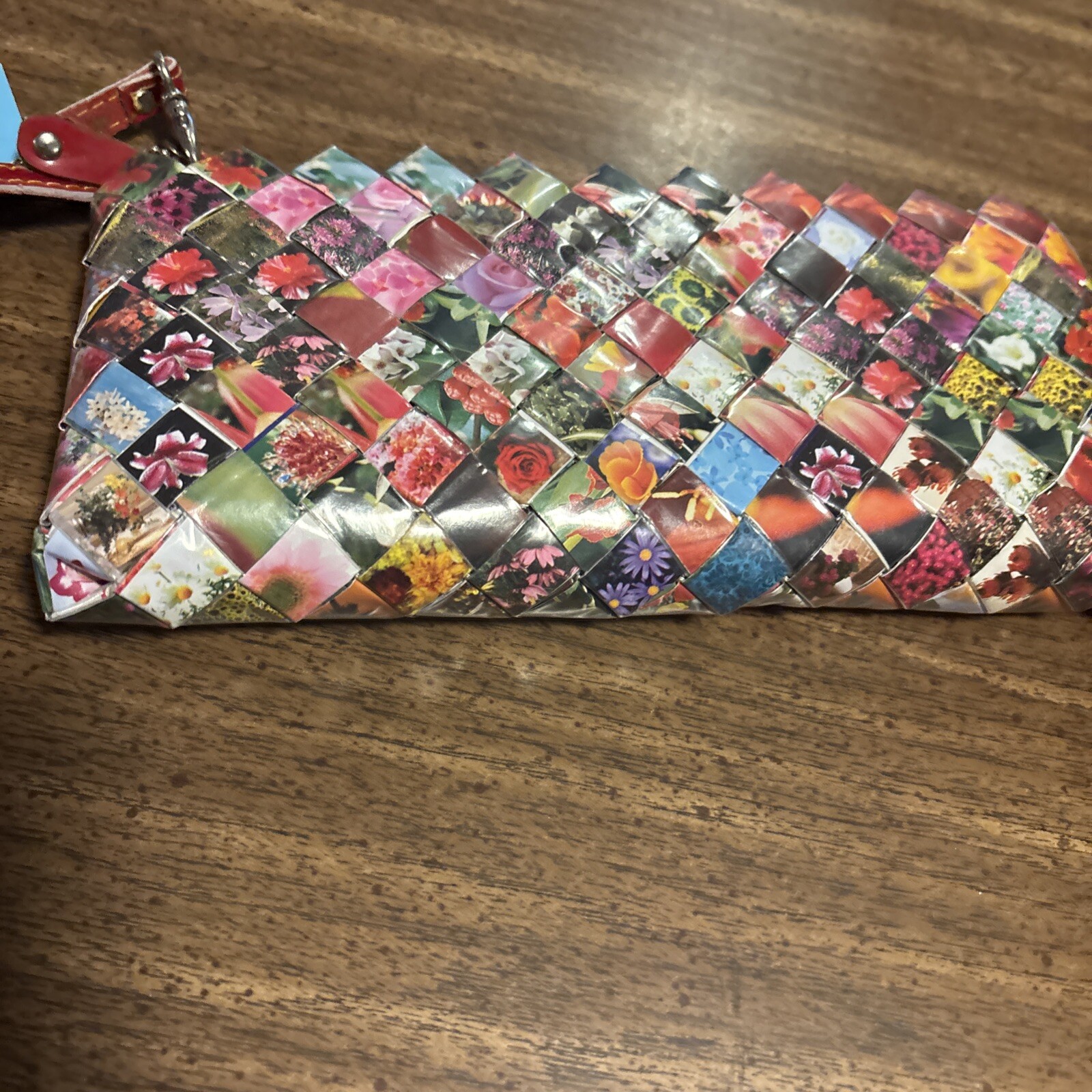 Nahui Ollin Handcrafted Clutch Recycled Materials Purse Interior Design Art NWT
