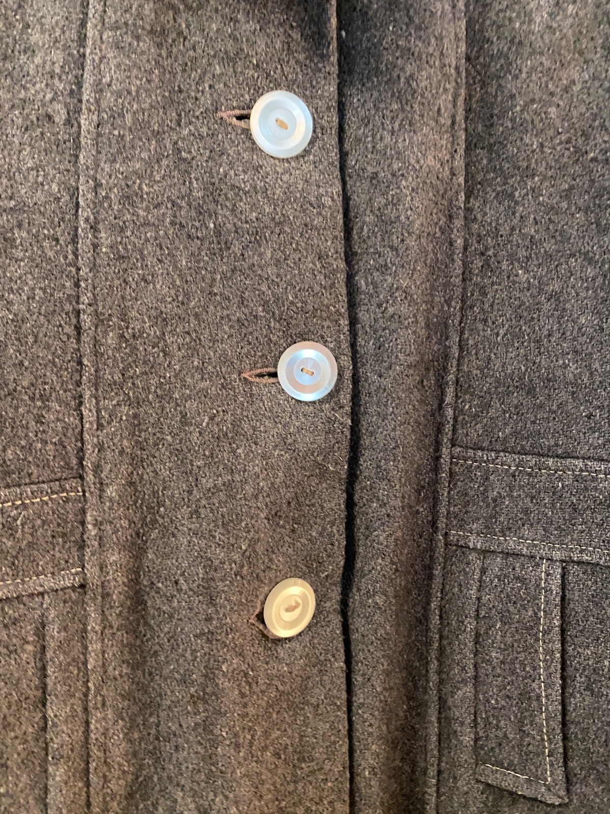 Antique Vintage 40’s Era Grey Wool Peacoat Collar Pockets