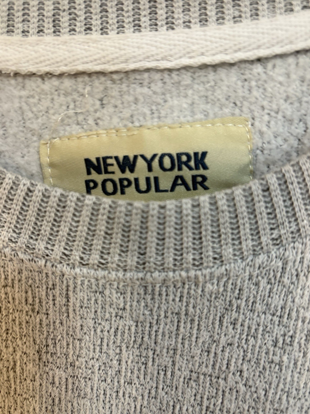 Newyork Popular Men’s Gray M Cotton Crewneck Pullover Sweatshirt Embroidered