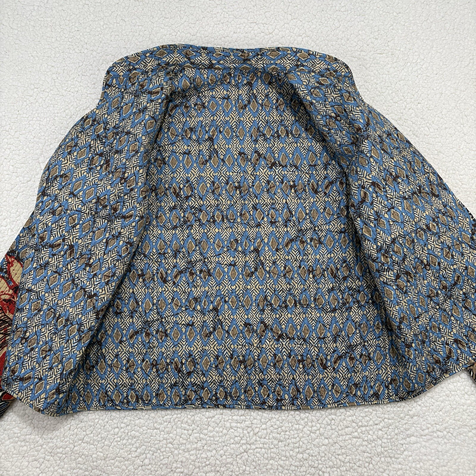 Vintage Reversible Quilted Jacket Tapestry Floral Geometric Boho Hippie Womens