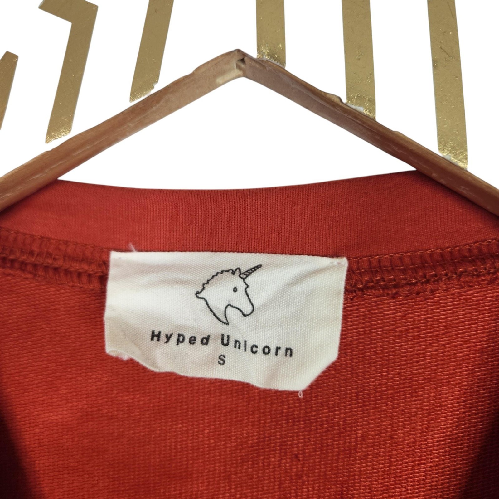 HYPED UNICORN Shirt Womens Small Orange Crochet Balloon Knit Top Sweatshirt