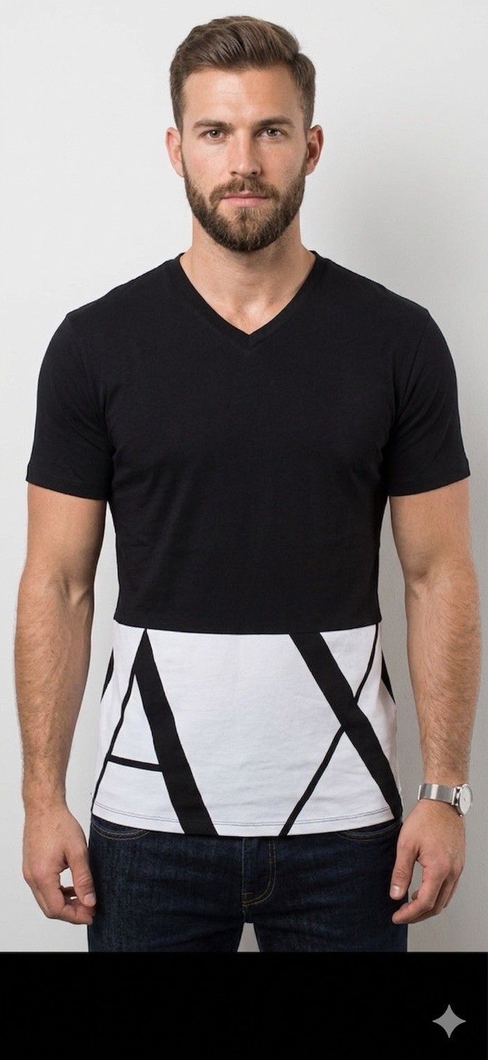 $45 ARMANI EXCHANGE Black HEM PRINT Short Sleeve OVERSIZED Fit T-shirt NWT