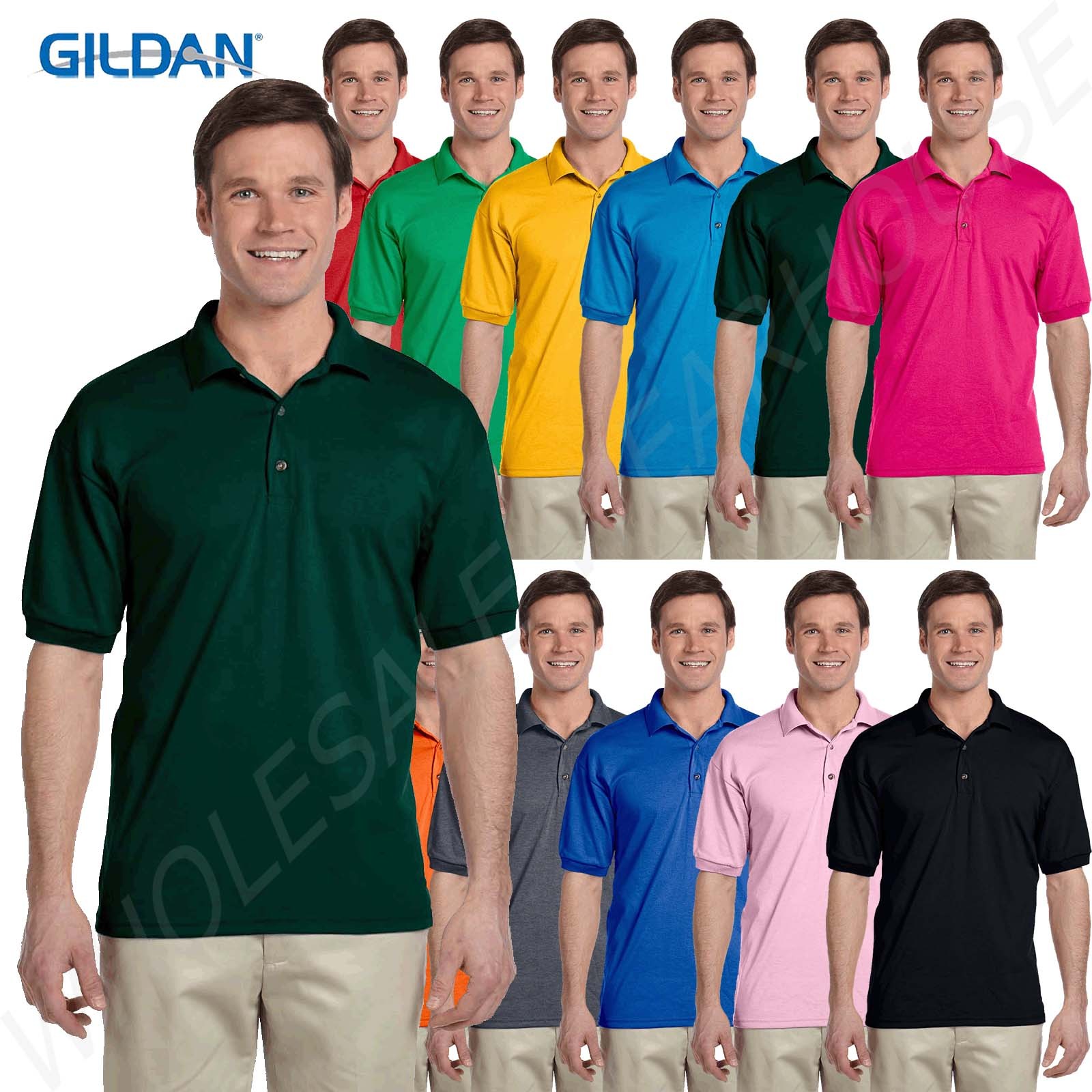 Gildan Mens Polo Shirt Moisture Wicking DryBlend Jersey Big 2XL-5XL G880 8800
