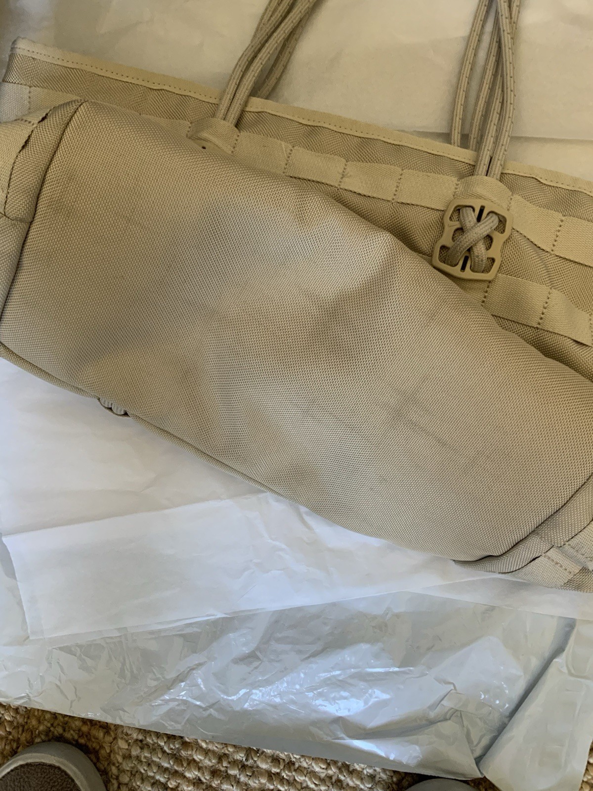 Tan (Taupe) Shoulder Laptop/Tablet Compartment Nike Handbag Spacious Zip Close