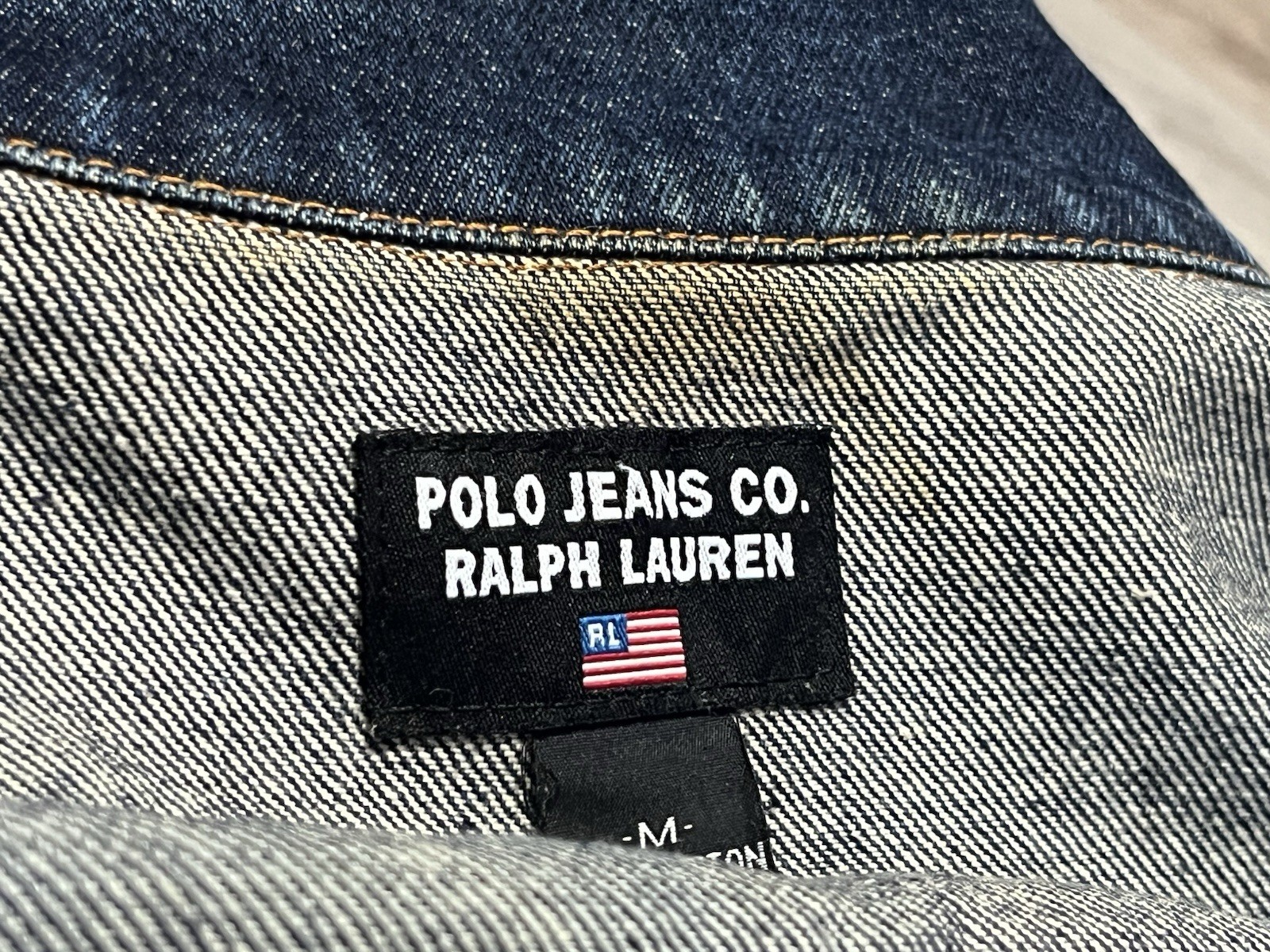 Polo Jeans Co By Ralph Lauren Vintage Denim Dark Blue Jean Trucker Jacket, MED