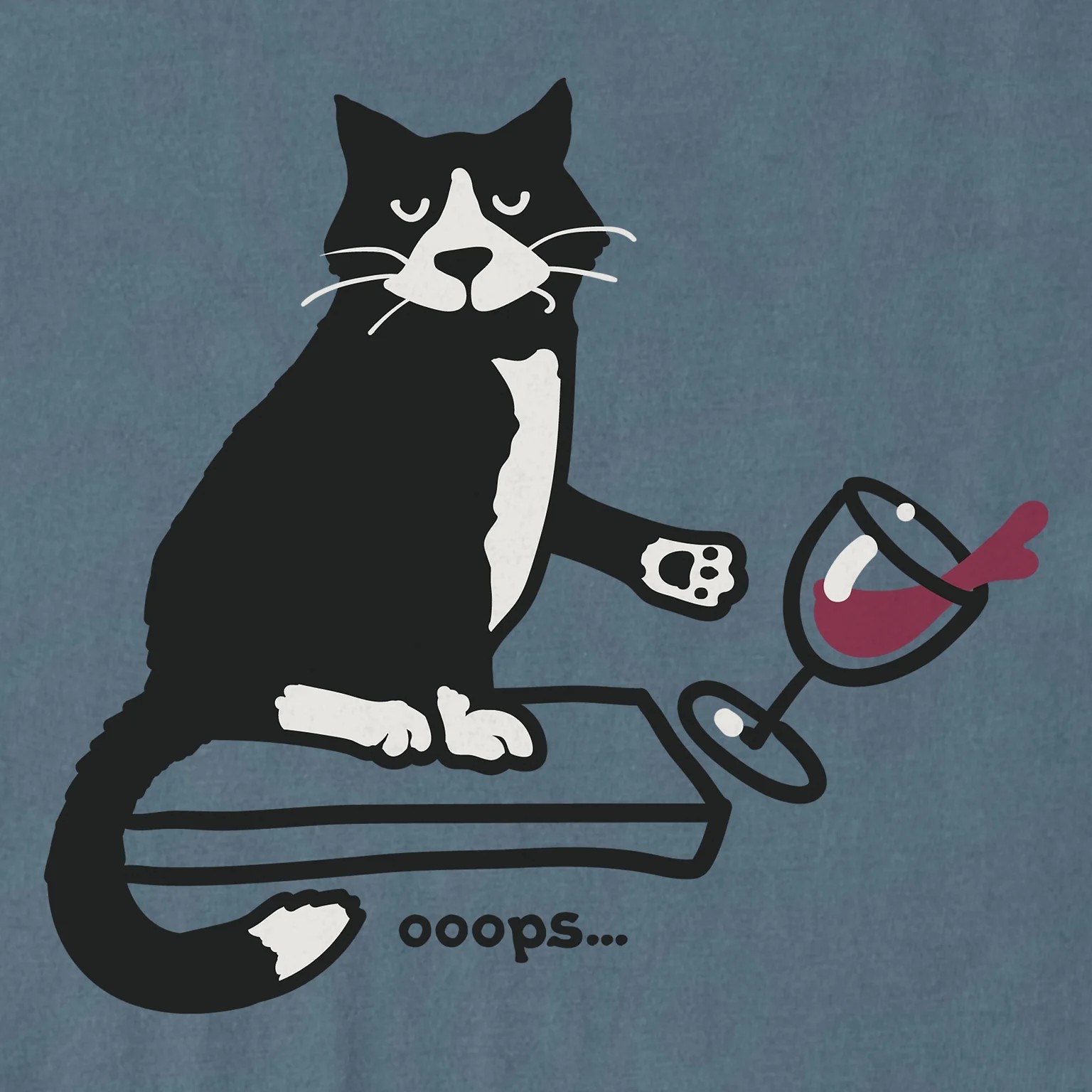 Life is Good. Women’s Oops Cat Short Sleeve Crusher Tee, Slate Blue
