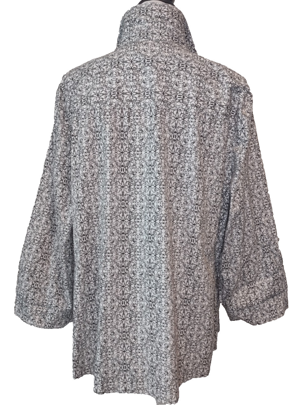 Coral Bay Blouse Shirt Top 3X Roll-Tab Sleeve Button Knit Side Panels Easy Wear