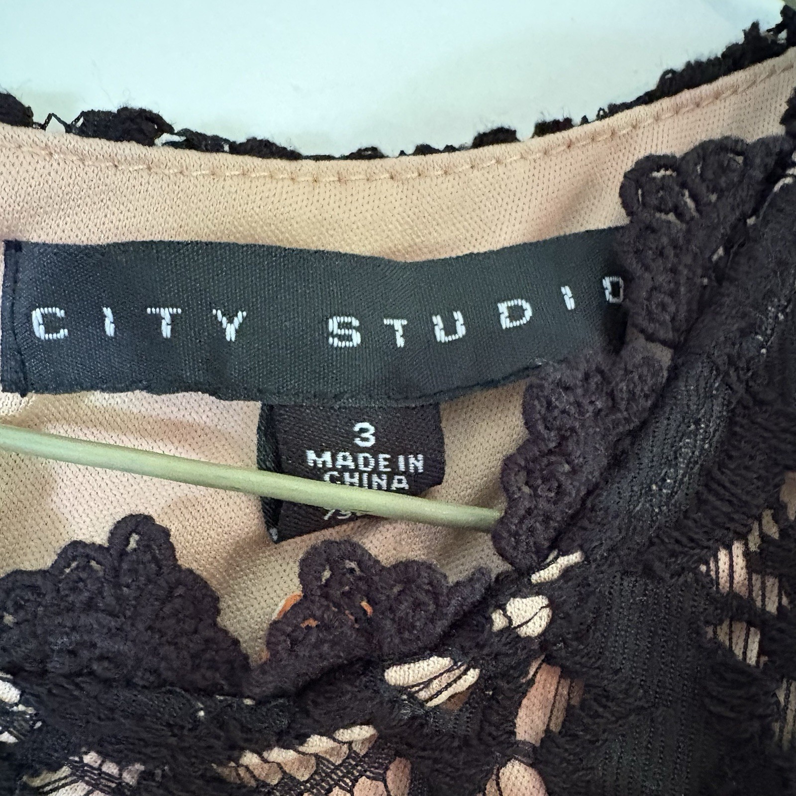 City Studio Black Floral Lace Fit & Flare Knee Dress Sleeveless Round Neck 3
