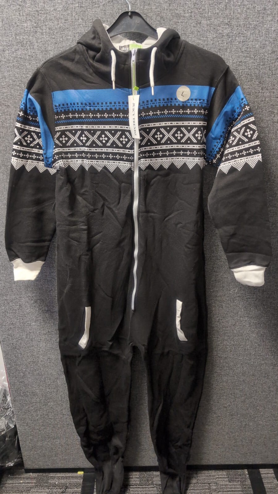 Juicy Trendz Mens All In One Pyjama Suit Black UK L LN053 BB 04