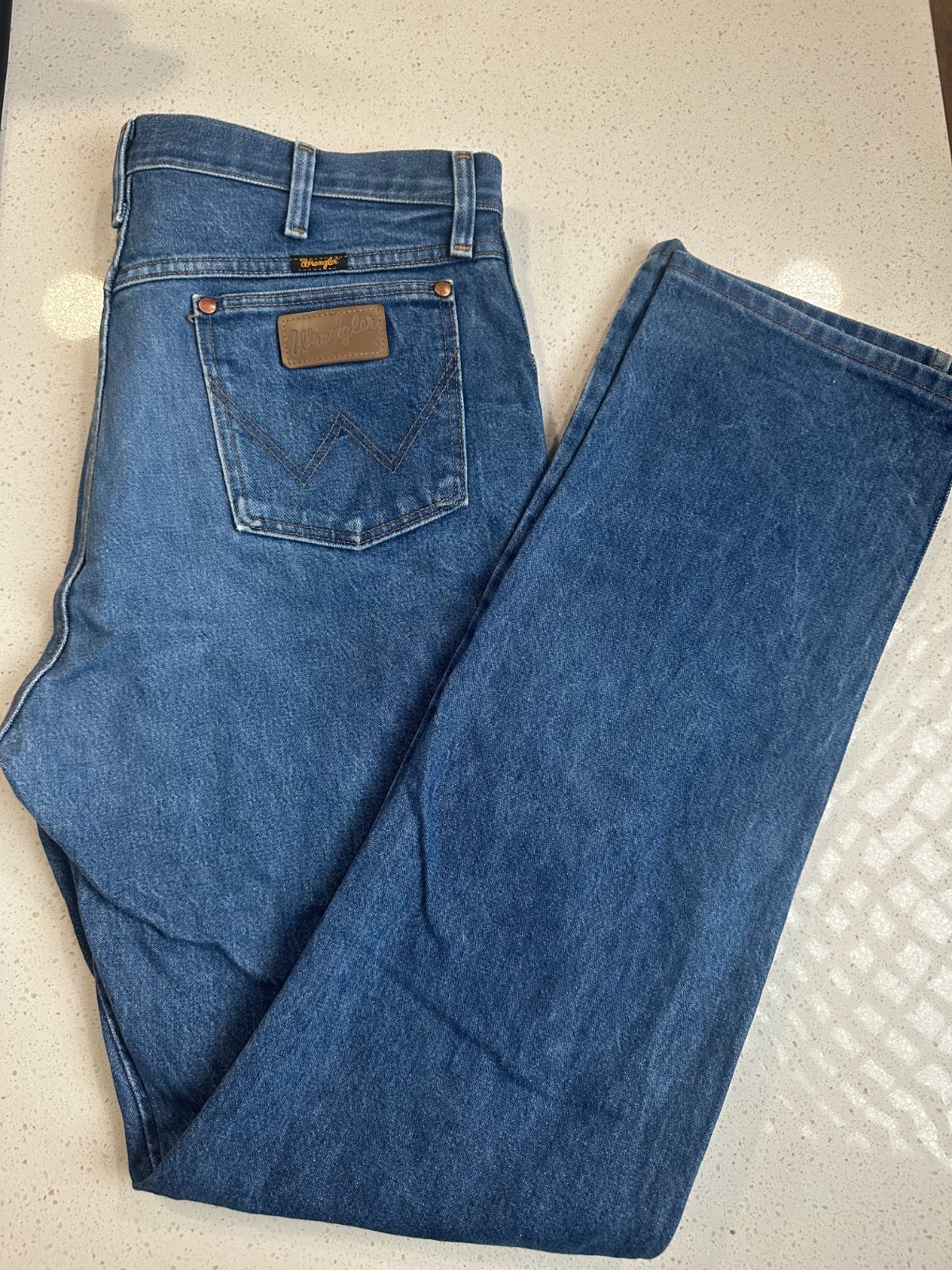 Wrangler 13MWZ Cowboy Cut Rigid Jeans 35×36 High Rise Straight Leg Denim Work