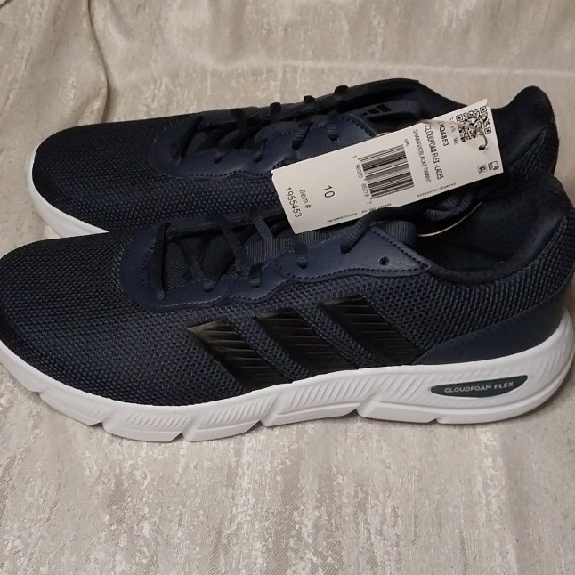 adidas Cloudfoam Flex Men’s 10 Wide Low Top Sneakers Navy/Black/White HQ4853